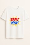 Bam Bow Comic, Çizgi Roman Baskılı Beyaz Erkek Beyaz Tişört