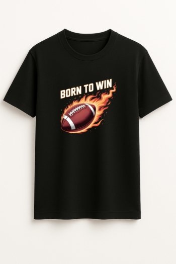 Born to Win Baskılı Siyah Erkek Tişört