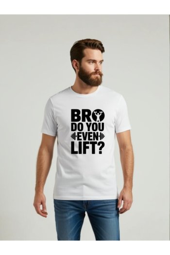 35 Baskılı Beyaz Erkek Tişört 2