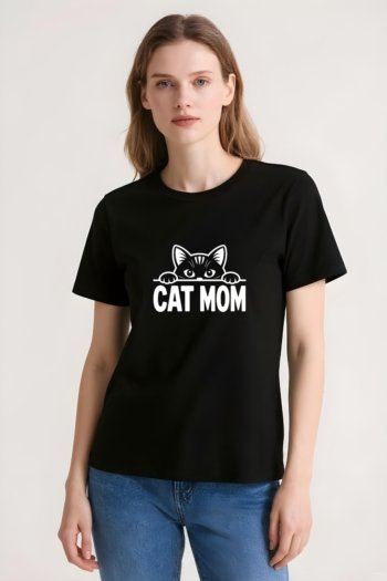 Untitled Design (28) Baskılı Siyah Kadın Tişört