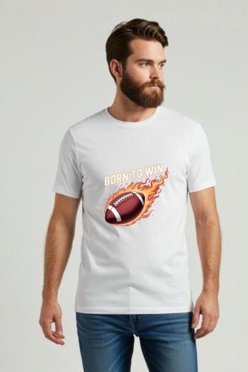 Born to Win Baskılı Beyaz Erkek Tişört 2